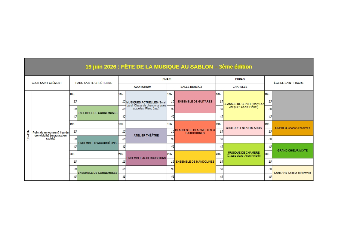 Emari : Planning Fête de la Musique 2026
