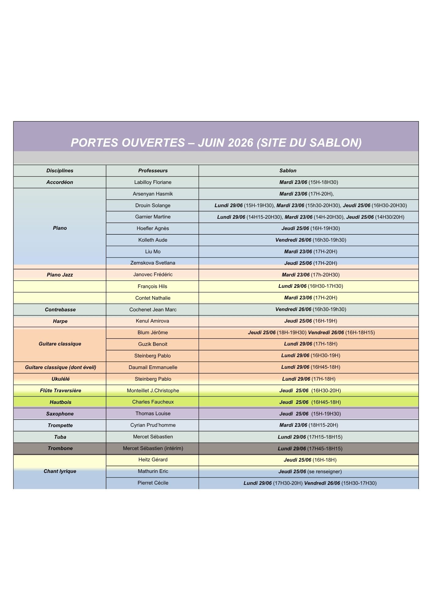 Emari : Portes ouvertes 23,25,26 et 29/06 (Site du Sablon)